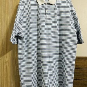 Striped Nike Blue and White Men's Polo Golf Shirt XXL